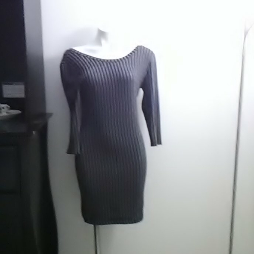 Grey white and black dress with triangle cut out i